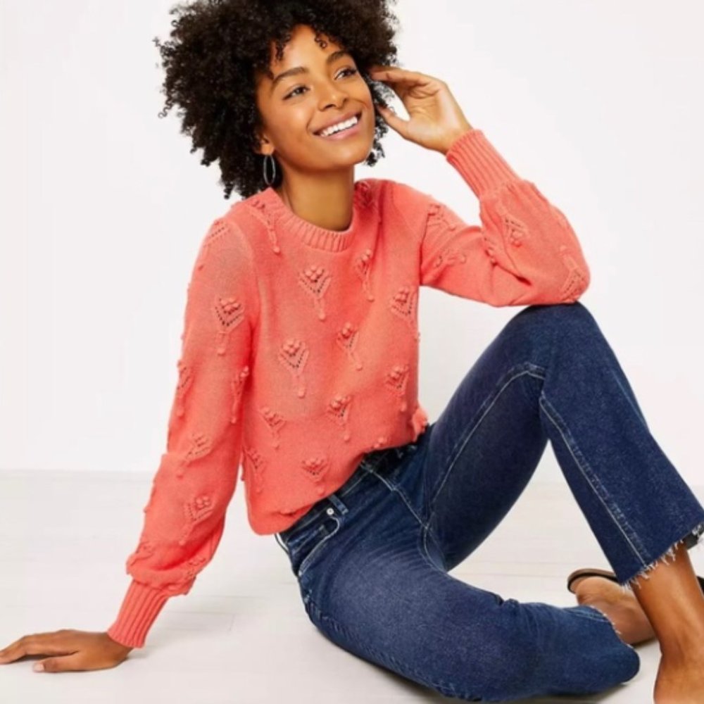 | cammie bobble pointelle sweater • sherbert |